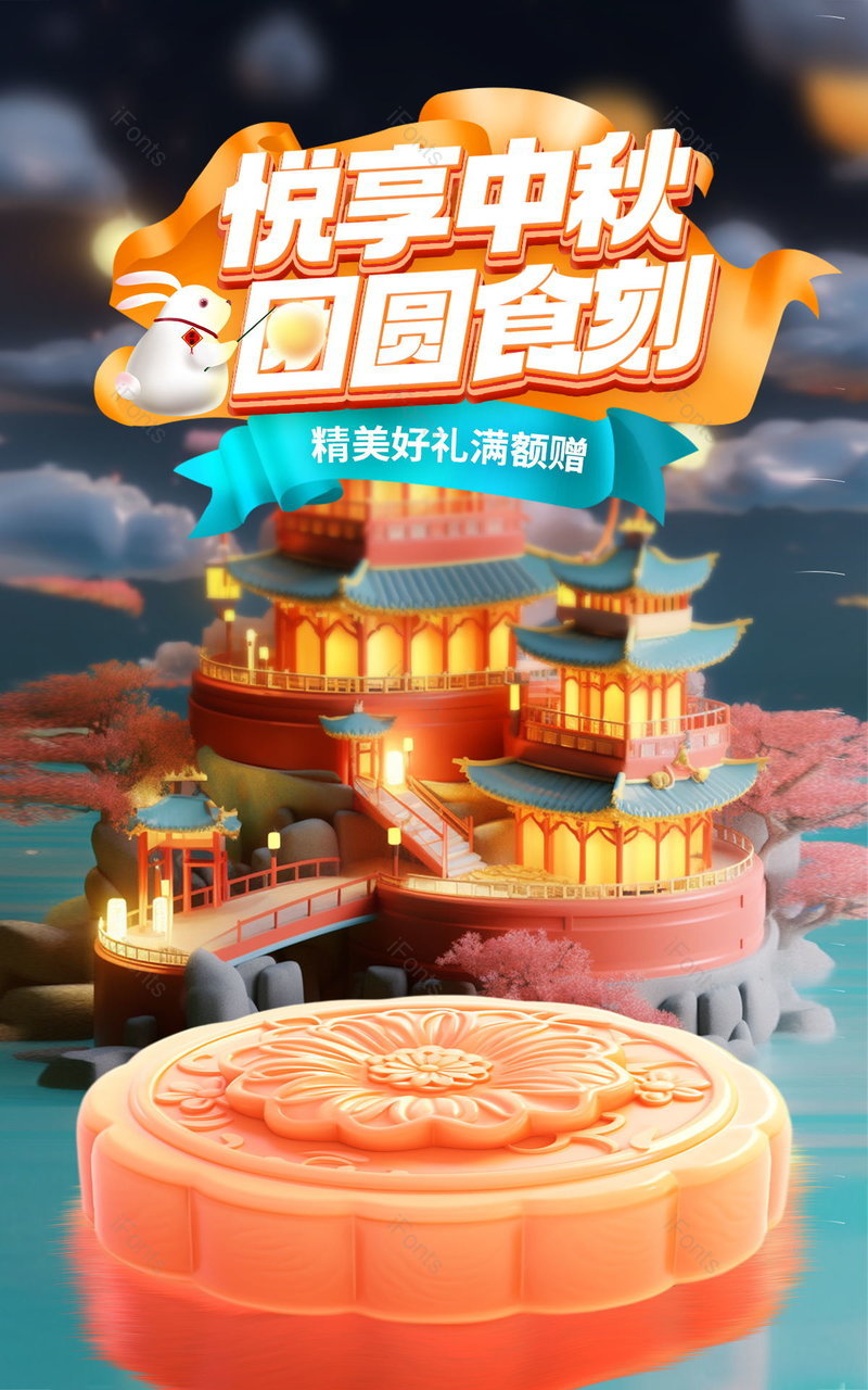 电商海报中秋节中国风食品茶饮大促海报设计,设计模板,设计模板大全,设计模板下载